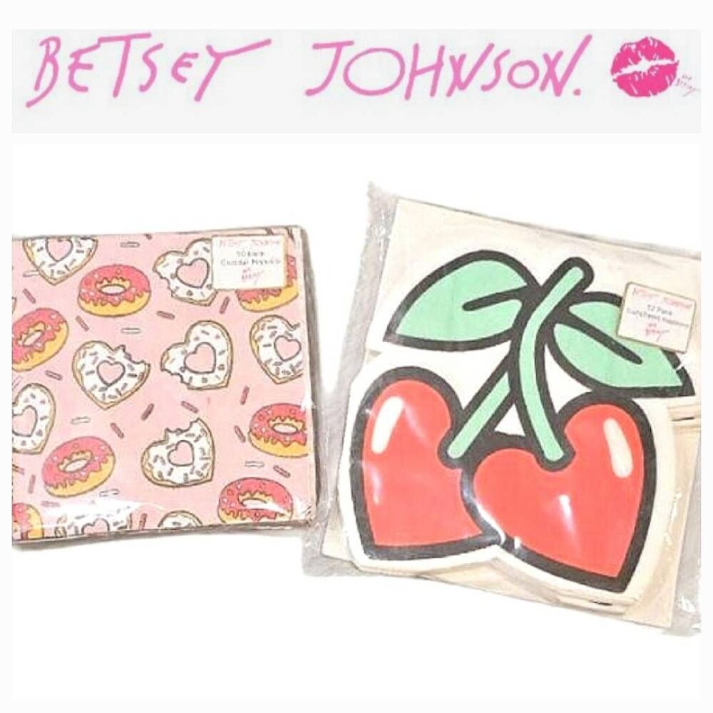 Betsey Johnson Heart Cherries & Donuts Napkin Set